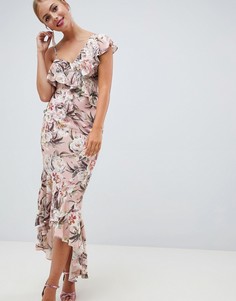 Платье макси с цветочным принтом ASOS DESIGN - Мульти