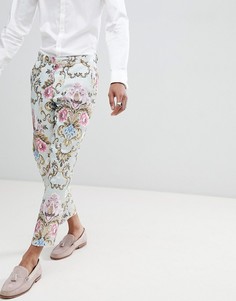 Жаккардовые укороченные облегающие брюки ASOS EDITION wedding - Синий