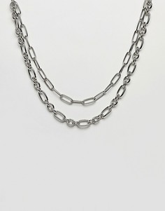 Серебристое массивное ожерелье-цепочка в несколько рядов ASOS DESIGN - Серебряный