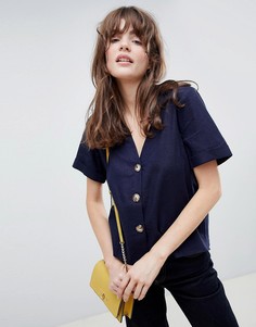 Свободный топ с контрастными пуговицами ASOS DESIGN - Темно-синий