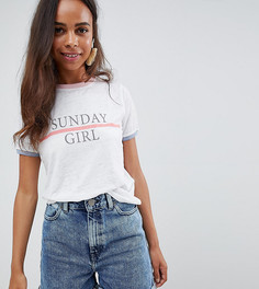 Белая футболка со слоганом Miss Selfridge Petite - Белый