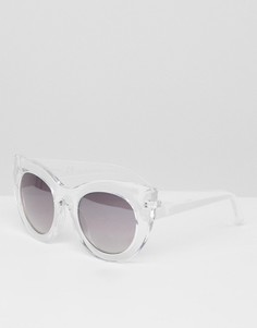 Солнцезащитные очки кошачий глаз в прозрачной оправе Jeepers Peepers - Серебряный