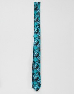 Узкий галстук с лиственным принтом ASOS DESIGN - Черный