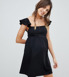 Свободное платье мини с оборкой на рукавах ASOS DESIGN Maternity - Черный