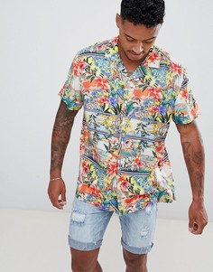 Oversize-рубашка с отложным воротником и гавайским цветочным принтом ASOS DESIGN - Синий