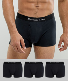 Abercrombie & Fitch 3 pack core trunks logo waistband in black - Черный