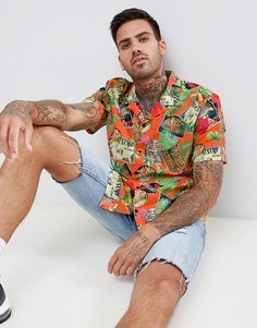 Красная oversize-рубашка с отложным воротником и цветочным принтом ASOS DESIGN - Красный