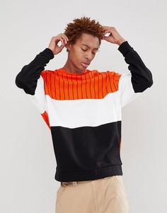 Oversize-свитшот с полосками колор блок ASOS DESIGN - Оранжевый