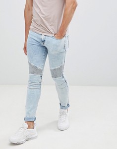 Выбеленные синие джинсы скинни в байкерском стиле ASOS DESIGN - Синий