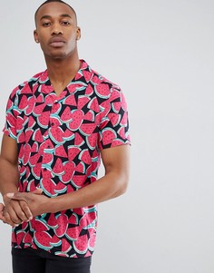 Рубашка классического кроя из вискозы с принтом арбузов ASOS DESIGN - Розовый