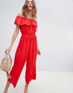 Комбинезон с присборенной талией и кюлотами Miss Selfridge - Розовый