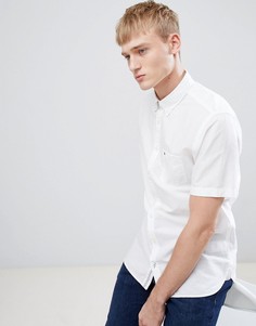 Белая приталенная рубашка в полоску на пуговицах с короткими рукавами и логотипом Tommy Hilfiger - Белый