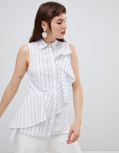 Рубашка в полоску без рукавов с оборкой River Island - Синий