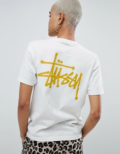 Свободная футболка с логотипом Stussy - Бежевый