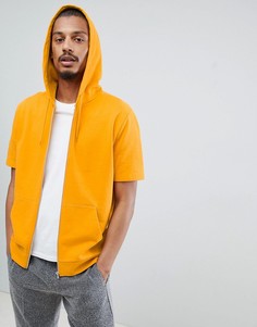 Желтый худи на молнии с короткими рукавами ASOS DESIGN - Желтый