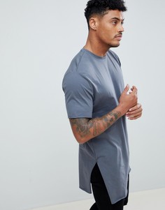 Супердлинная футболка с разрезами и необработанными краями ASOS DESIGN - Серый