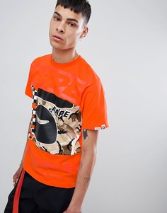 Оранжевая футболка с камуфляжной вставкой AAPE By A Bathing Ape - Оранжевый