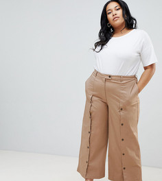 Широкие брюки на пуговицах ASOS DESIGN Curve - Коричневый