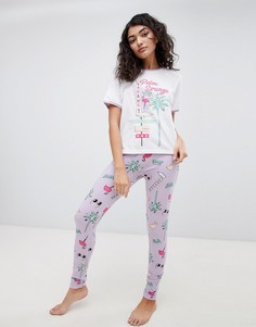 Пижамный комплект в винтажном стиле из футболки и леггинсов ASOS DESIGN - Мульти