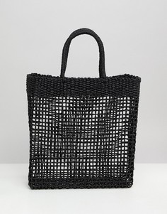 Соломенная сумка-шоппер South Beach - Черный
