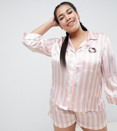 Пижама в полоску Hello Kitty x ASOS DESIGN Curve - Розовый
