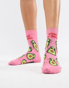 Носки с авокадо и надписью Guac n roll ASOS DESIGN - Розовый