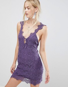 Кружевное платье Free People Night Moves - Фиолетовый