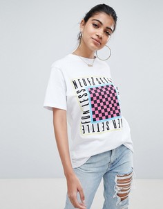 Белая oversize-футболка с принтом never settle for less ASOS DESIGN - Белый