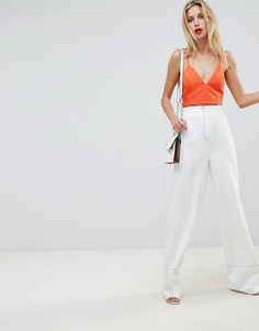 Брюки с широкими штанинами и контрастными строчками ASOS DESIGN Tailored - Белый