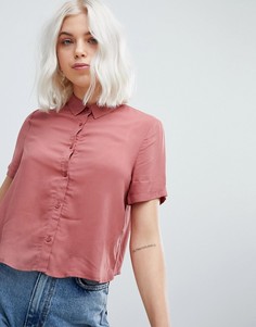 Рубашка на пуговицах красно-бурого цвета Pull&Bear - Красный