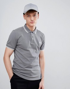 Серое поло с контрастной отделкой на воротнике Fred Perry - Серый