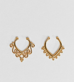 2 серебряных позолоченных кольца для носа ASOS DESIGN - Золотой