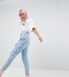 Джинсы с атласным бантиком Hello Kitty x ASOS DESIGN - Синий