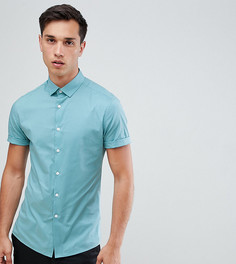 Зеленая облегающая оксфордская рубашка с короткими рукавами ASOS DESIGN Tall - Зеленый