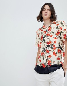 Рубашка классического кроя с цветочным принтом и контрастным подолом ASOS DESIGN - Белый