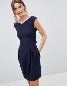 Платье-футляр с V-образным вырезом Closet London - Темно-синий