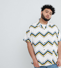 Бежевая oversize-рубашка в шевронную полоску ASOS DESIGN Plus - Белый