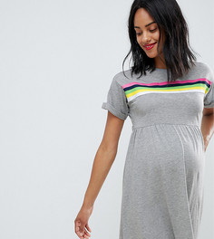 Свободное платье мини с радужными полосками ASOS DESIGN Maternity - Серый