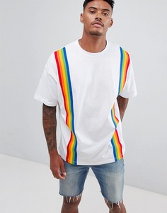 Белая футболка с радужной отделкой ASOS DESIGN - Белый