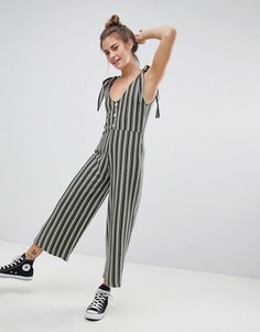 Полосатый комбинезон на лямках-завязках Pull&Bear - Зеленый