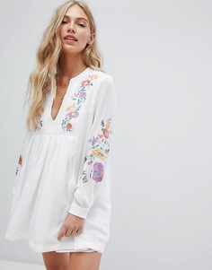 Платье мини с вышивкой Free People mia - Белый