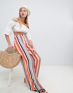 Брюки в разноцветную полоску с широкими штанинами New Look - Мульти