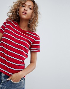 Красная футболка в полоску с овальным вырезом Pull&Bear - Красный