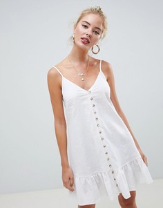 Сарафан на пуговицах с оборкой на подоле ASOS DESIGN - Белый