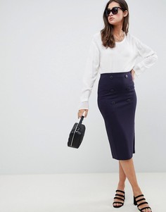 Двубортная юбка-карандаш из ткани понте ASOS DESIGN - Темно-синий
