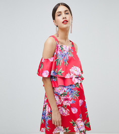 Двухслойное короткое приталенное платье с цветочным принтом ASOS DESIGN Maternity Nursing - Мульти