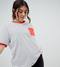 Футболка в полоску с контрастным карманом ASOS DESIGN Curve - Мульти