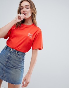 Красная oversize-футболка с круглым вырезом Monki Ooohlala - Красный
