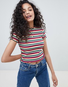 Топ в стиле 90-х с полосками и фигурными кромками на коротких рукавах ASOS DESIGN - Мульти
