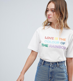 Белая футболка с надписью Monki - Мульти